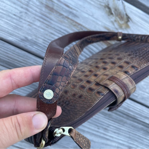 Brahmin Isabelle Pecan Brown Embossed Leather Shoulder Crossbody Purse hand Bag - Picture 10 of 15